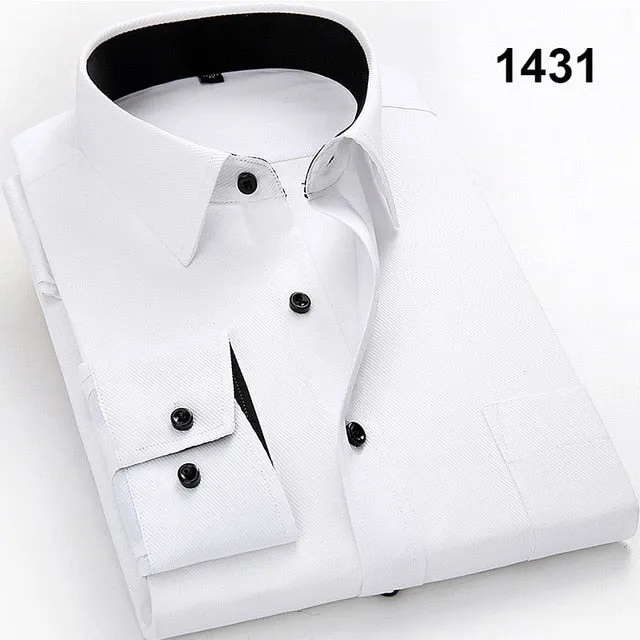 High Quality Men Shirt 2020 Spring Long Sleeve Dress Formal Business Work Shirt Men Twill Shirts Slim Fit Man White Shirts DS378