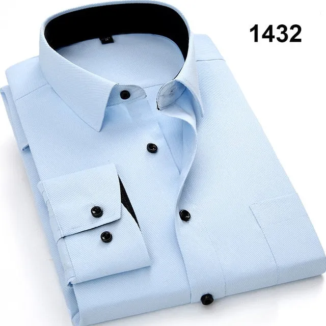 High Quality Men Shirt 2020 Spring Long Sleeve Dress Formal Business Work Shirt Men Twill Shirts Slim Fit Man White Shirts DS378