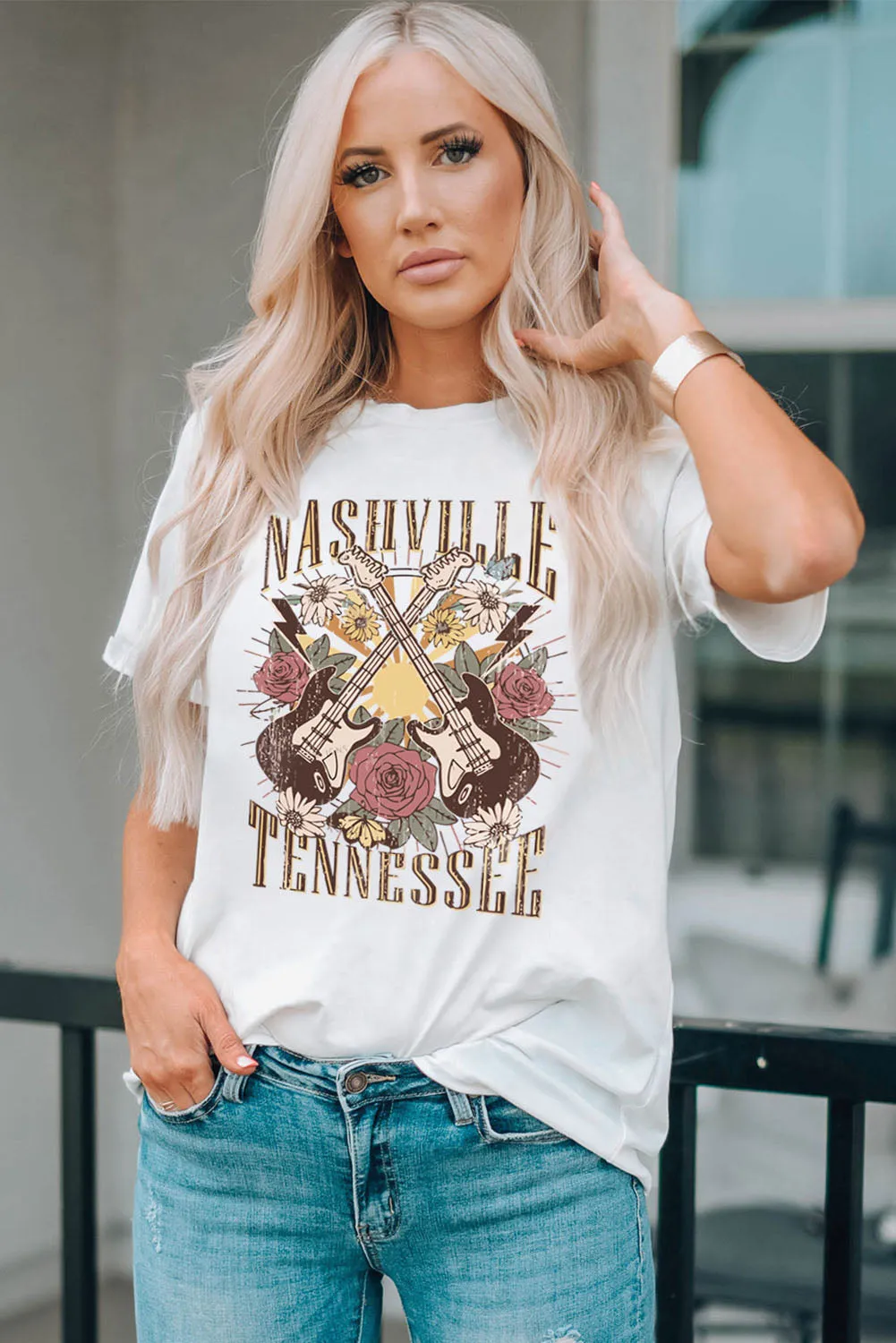 HONEY Bunny Graphic Cuffed Sleeves T-shirt