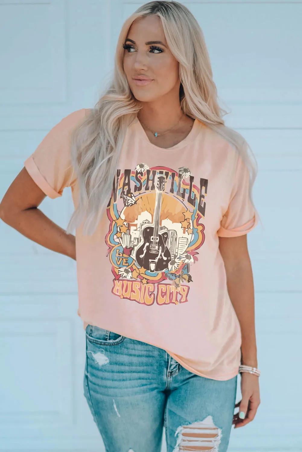 HONEY Bunny Graphic Cuffed Sleeves T-shirt