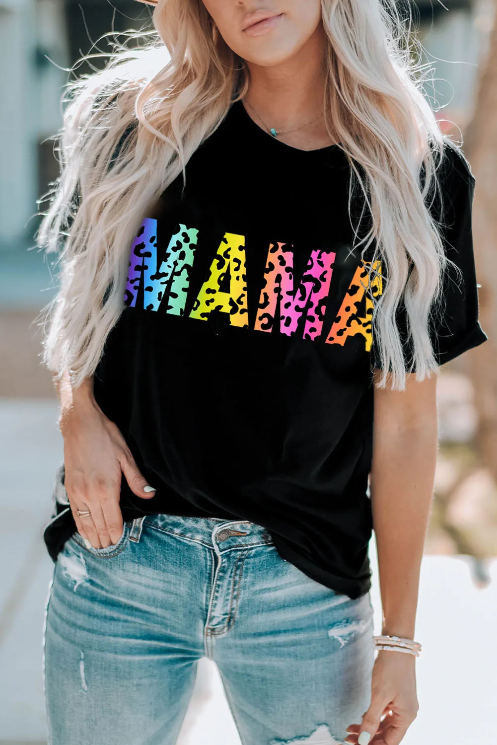 HONEY Bunny Graphic Cuffed Sleeves T-shirt