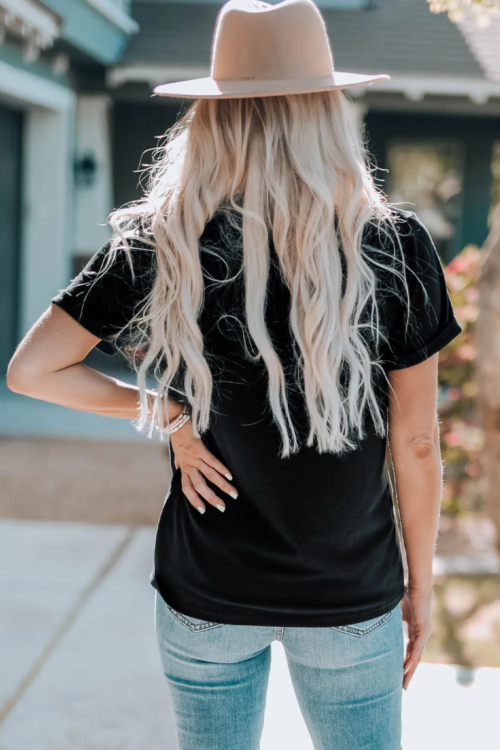 HONEY Bunny Graphic Cuffed Sleeves T-shirt