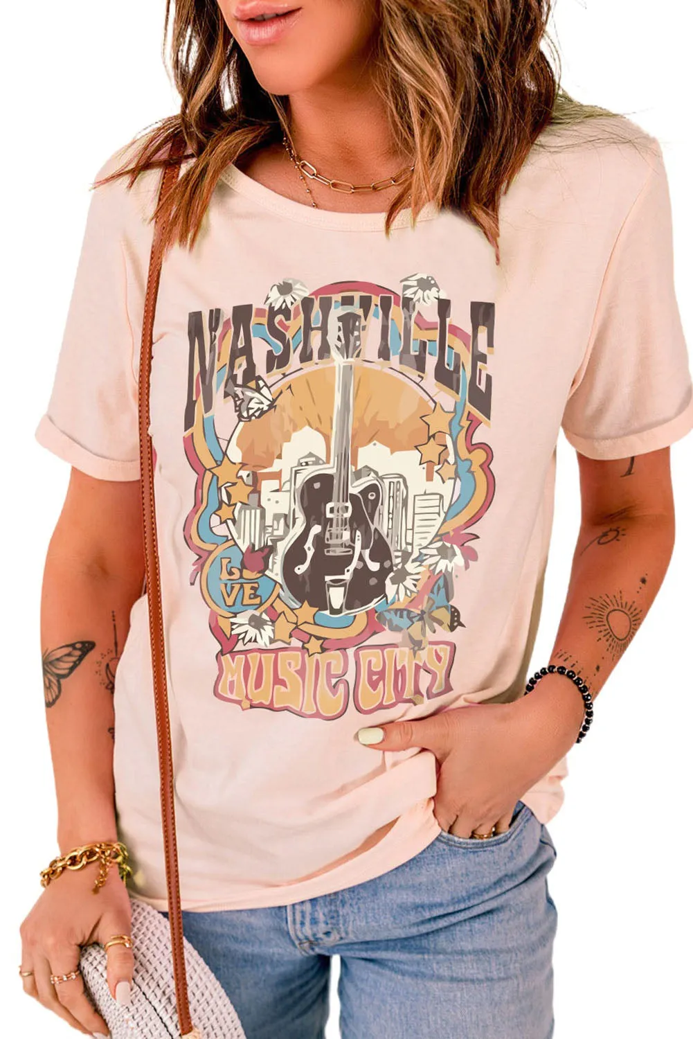 HONEY Bunny Graphic Cuffed Sleeves T-shirt