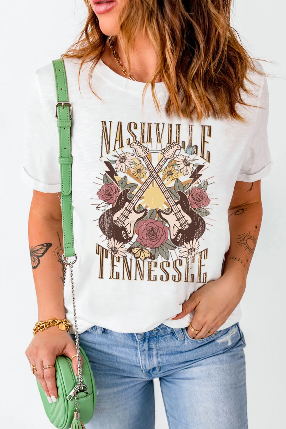 HONEY Bunny Graphic Cuffed Sleeves T-shirt