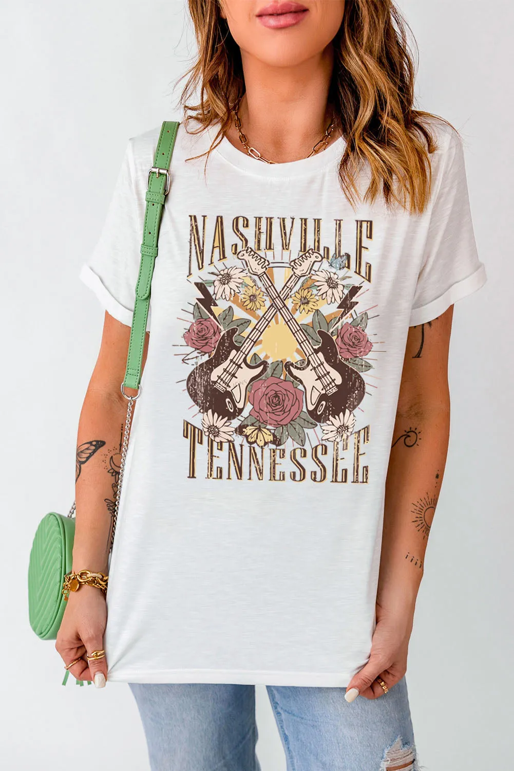 HONEY Bunny Graphic Cuffed Sleeves T-shirt