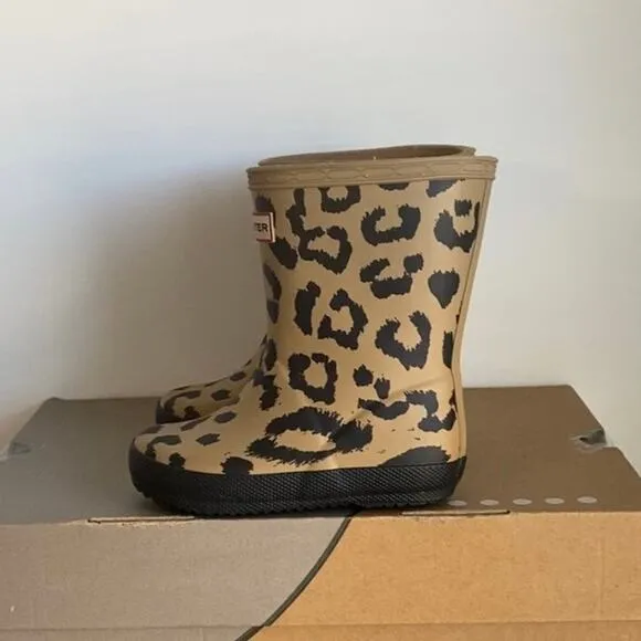 Hunter Kids Leopard Rain Boots -  SZ 7 Boy / 8 Girl