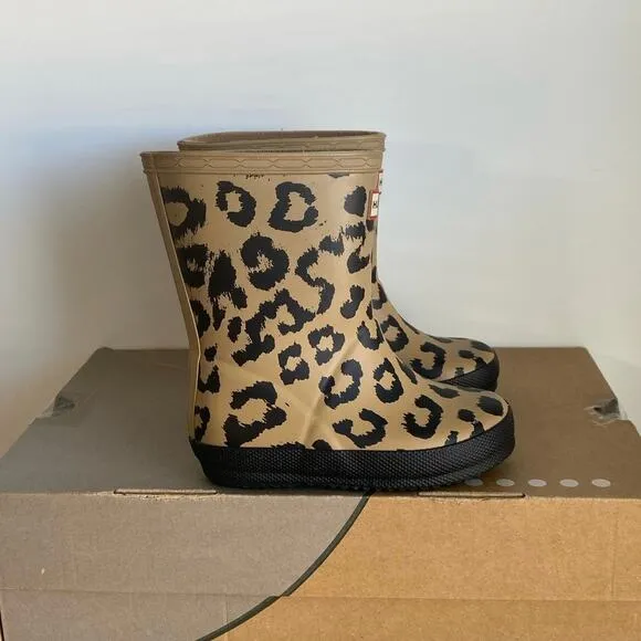 Hunter Kids Leopard Rain Boots -  SZ 7 Boy / 8 Girl