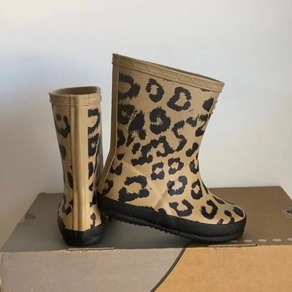 Hunter Kids Leopard Rain Boots -  SZ 7 Boy / 8 Girl