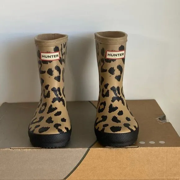 Hunter Kids Leopard Rain Boots -  SZ 7 Boy / 8 Girl
