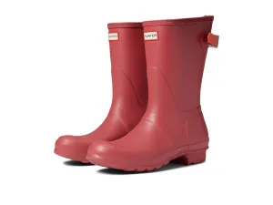 Hunter Original Women's Short Adjustable Waterproof Rain Boots (Glenmore Rose/Sun-Cup Orange Orange, US Size 7, Vegan)
