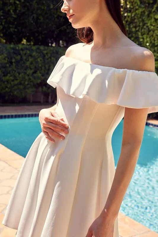 JAYLEEN OFF THE SHOULDER SKATER MINI DRESS