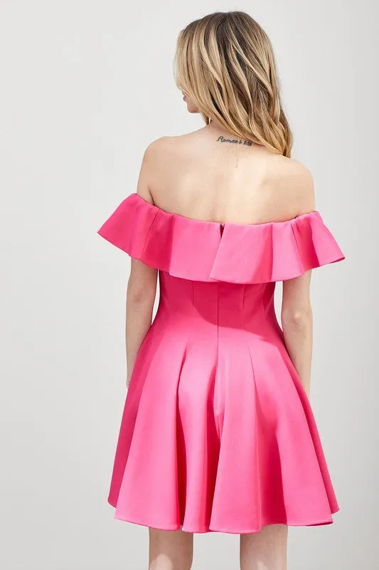 JAYLEEN OFF THE SHOULDER SKATER MINI DRESS