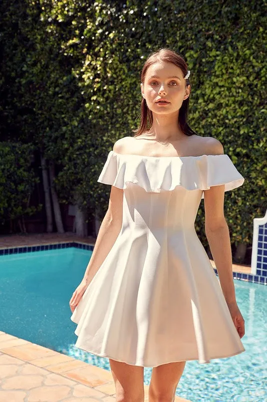 JAYLEEN OFF THE SHOULDER SKATER MINI DRESS