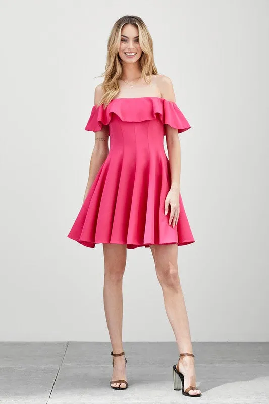 JAYLEEN OFF THE SHOULDER SKATER MINI DRESS