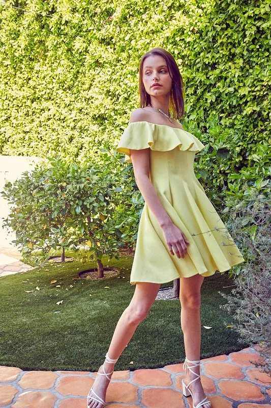 JAYLEEN OFF THE SHOULDER SKATER MINI DRESS