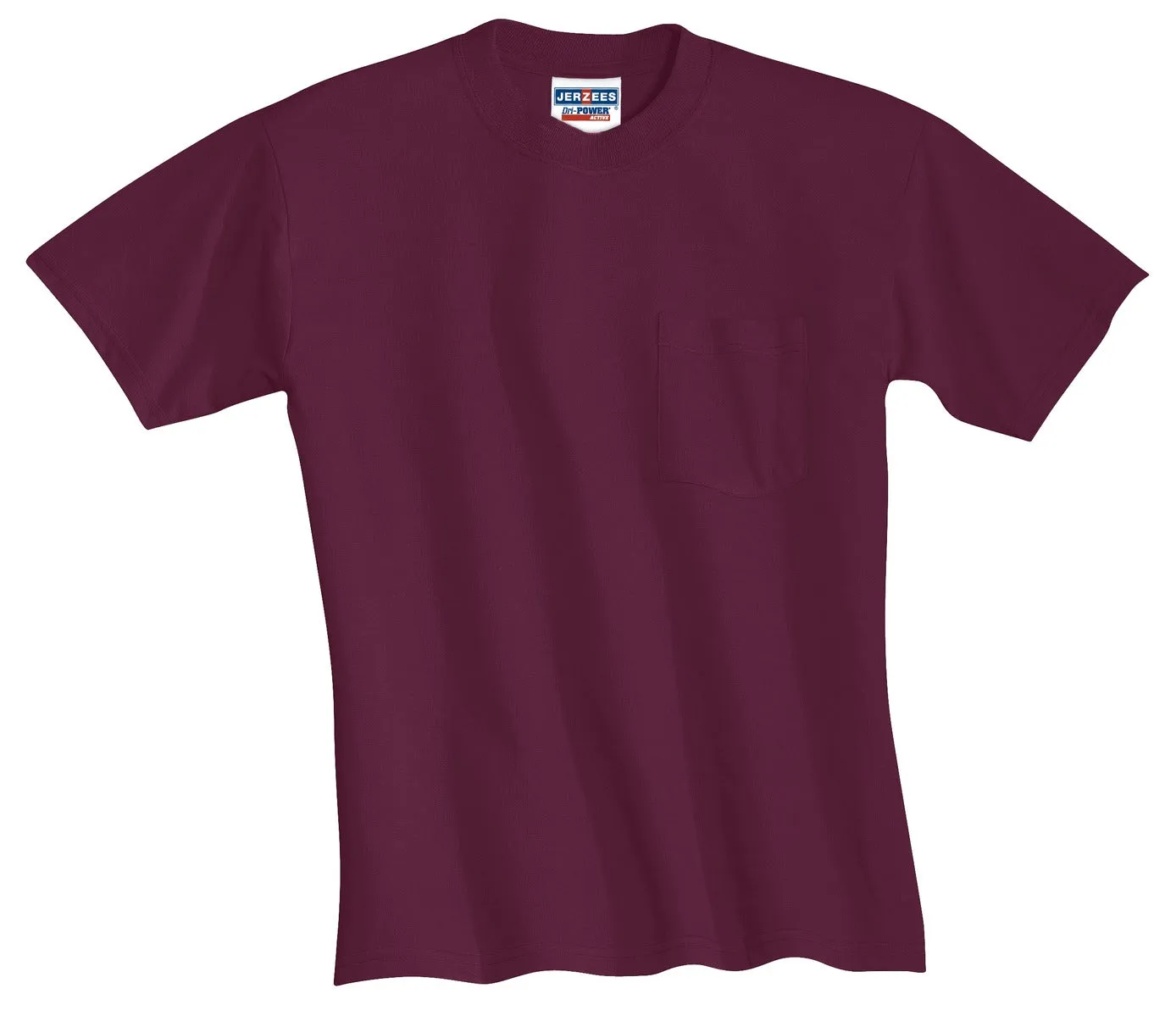 Jerzees  Dri-Power 50/50 Cotton/Poly Pocket T-Shirt.  29MP Maroon