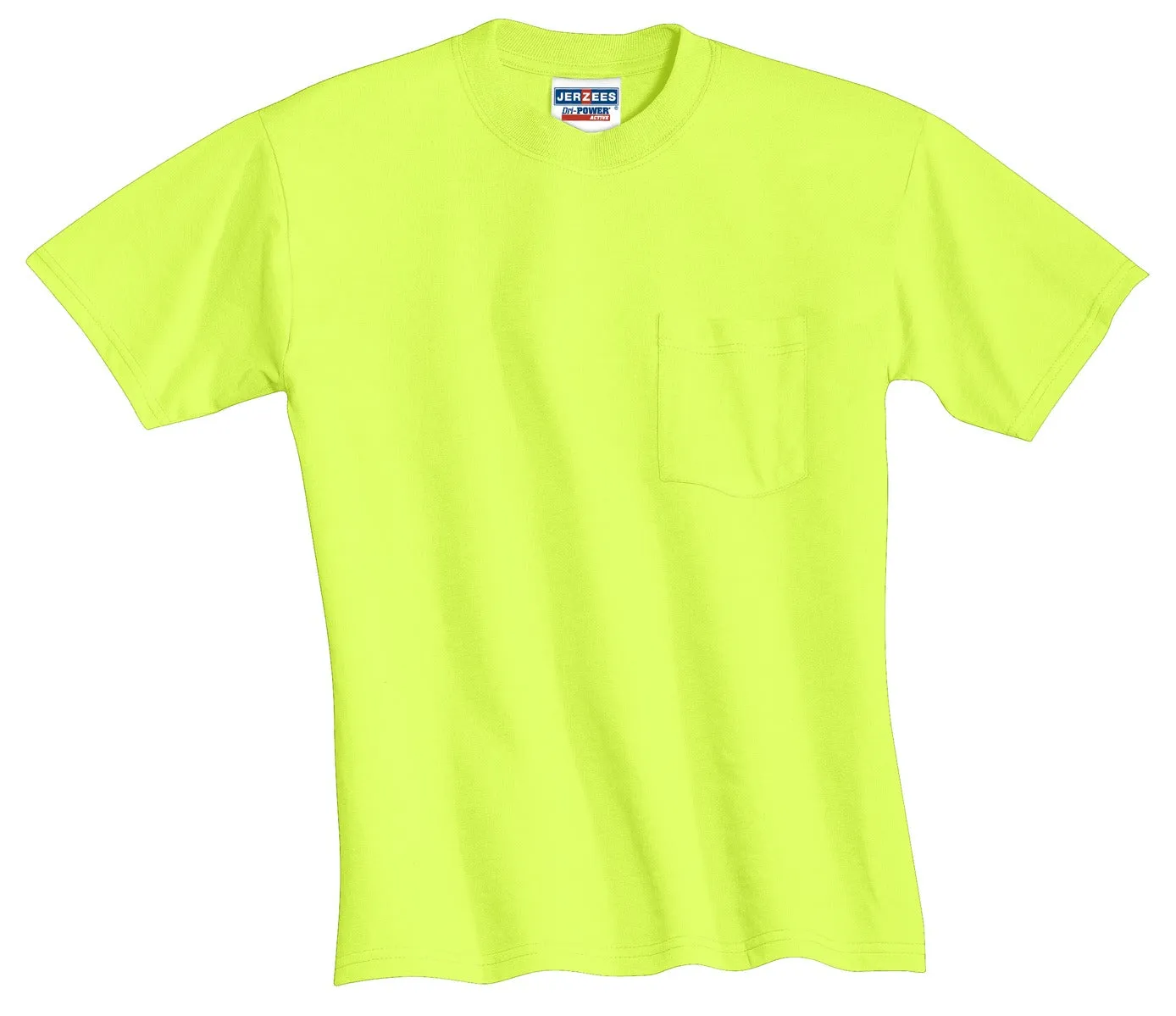Jerzees  Dri-Power 50/50 Cotton/Poly Pocket T-Shirt.  29MP Safety Green