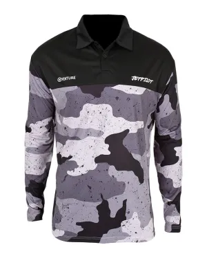 Jetpilot Venture Mens Long Sleeve Fishing Polo - Black/Camo