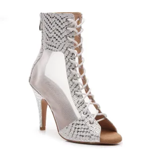 Jezika - White Metallic Snake - Suede Sole