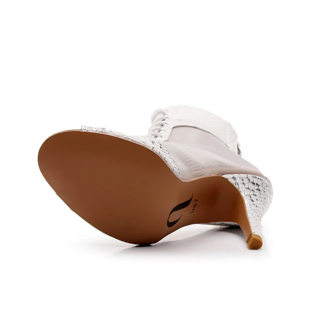 Jezika - White Metallic Snake - Suede Sole