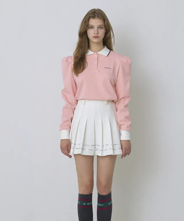 KANDINI Polo shirts with Puff sleeves- Pink