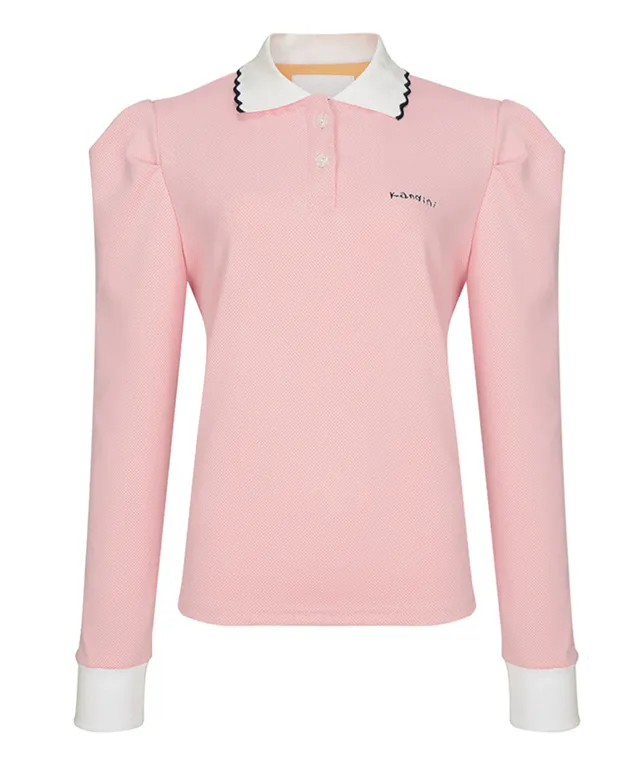 KANDINI Polo shirts with Puff sleeves- Pink