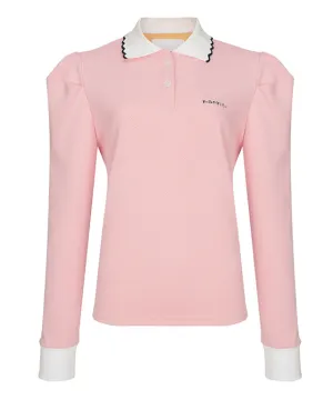 KANDINI Polo shirts with Puff sleeves- Pink