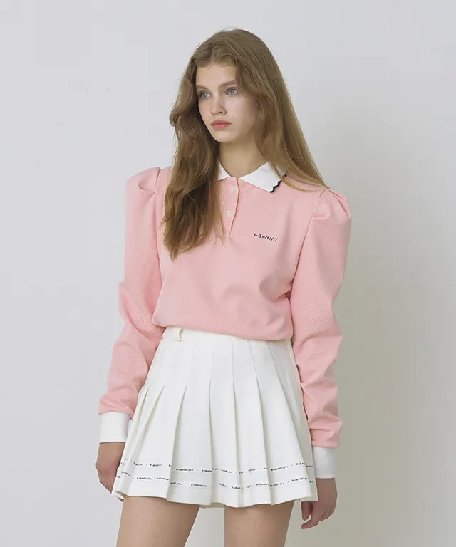 KANDINI Polo shirts with Puff sleeves- Pink