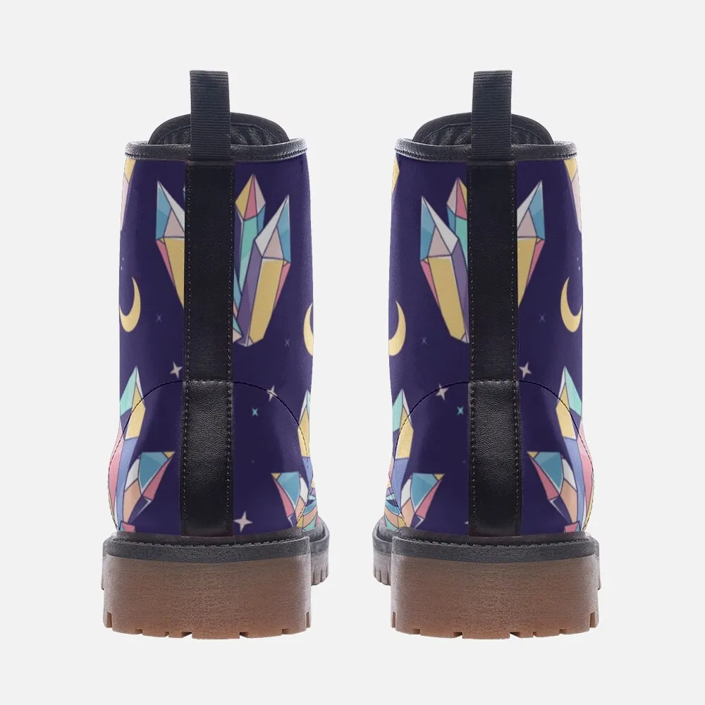 Kawaii Crystals Purple Vegan Leather Unisex Boots
