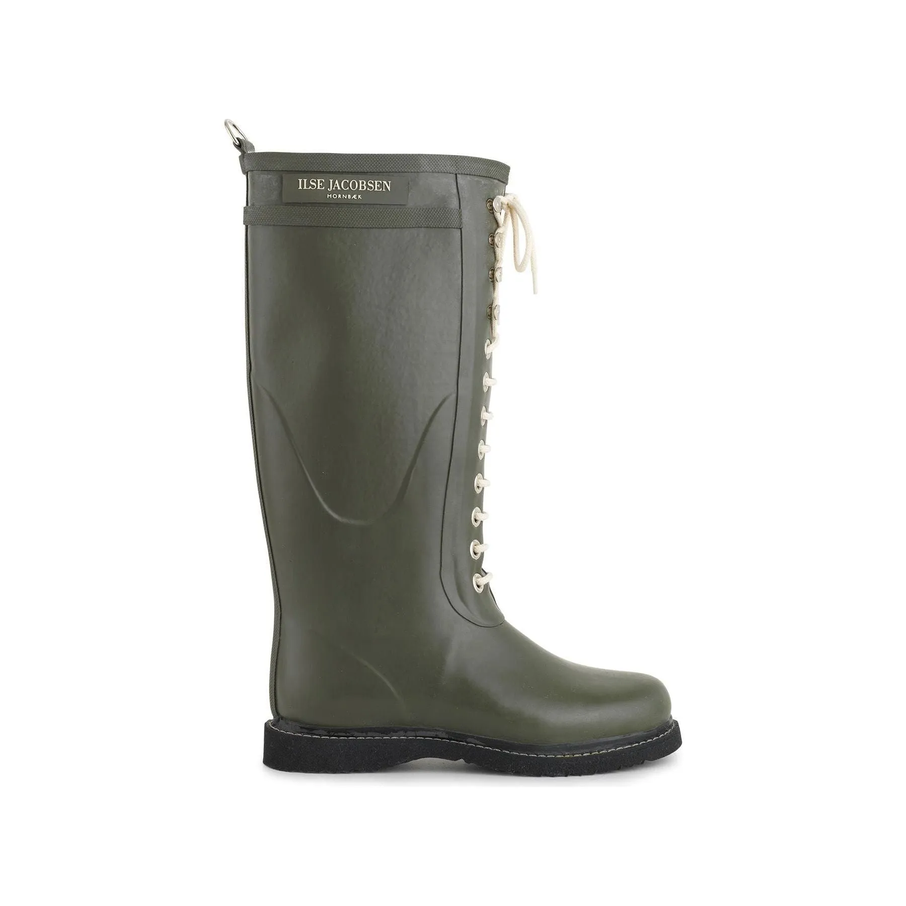 Knee High Rubber Boot w/ Laces, Army Green