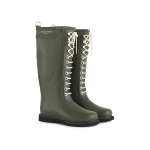 Knee High Rubber Boot w/ Laces, Army Green