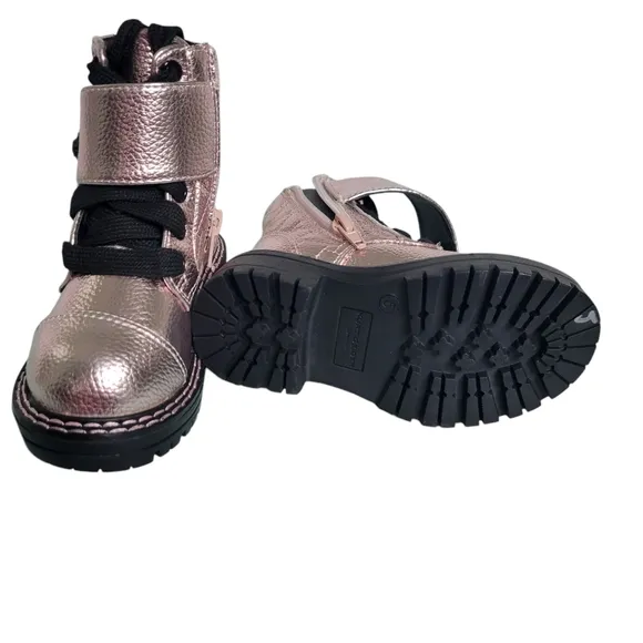 Kurt Geiger London Girl's Kensington Metallic Pink Leather Strap Ankle  Boots 5M