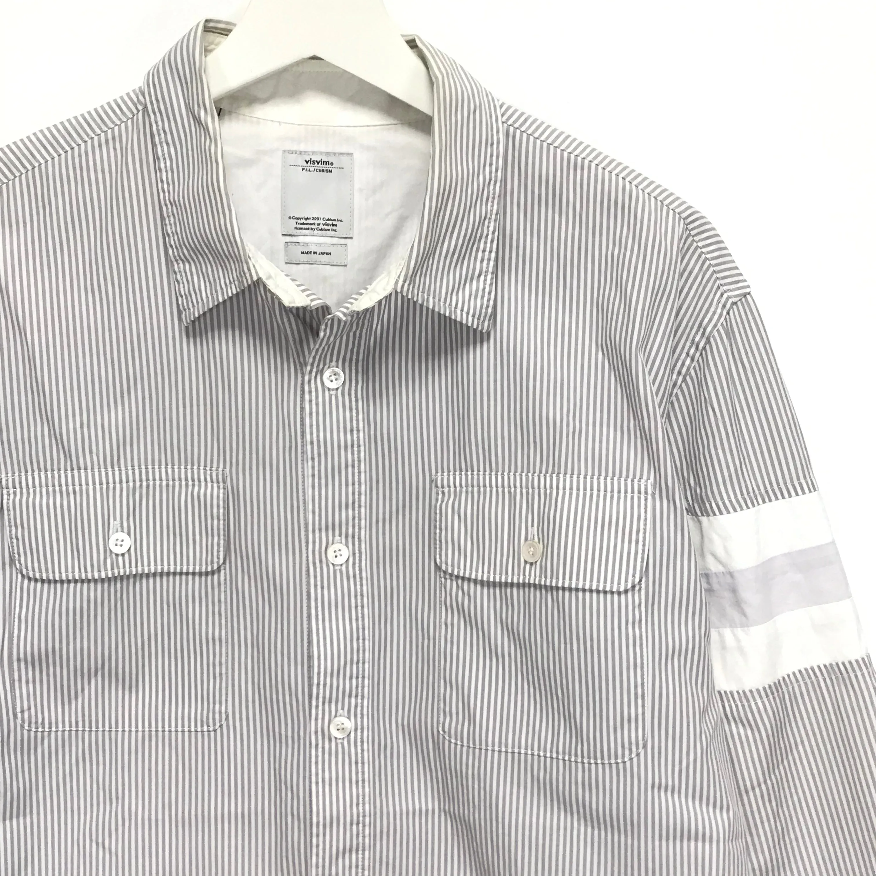 [L] Visvim Ahab L/S Shirt Stripe Grey