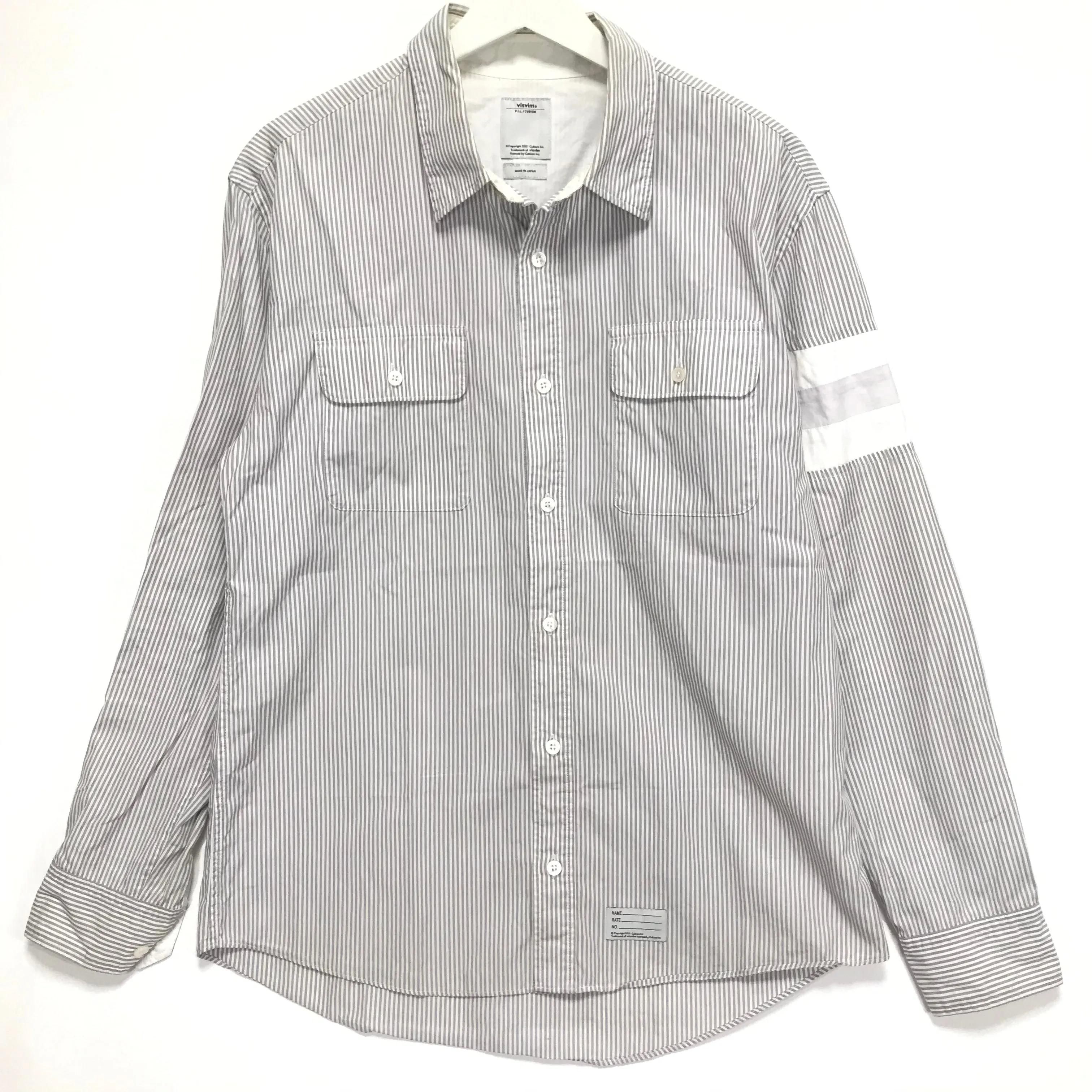 [L] Visvim Ahab L/S Shirt Stripe Grey