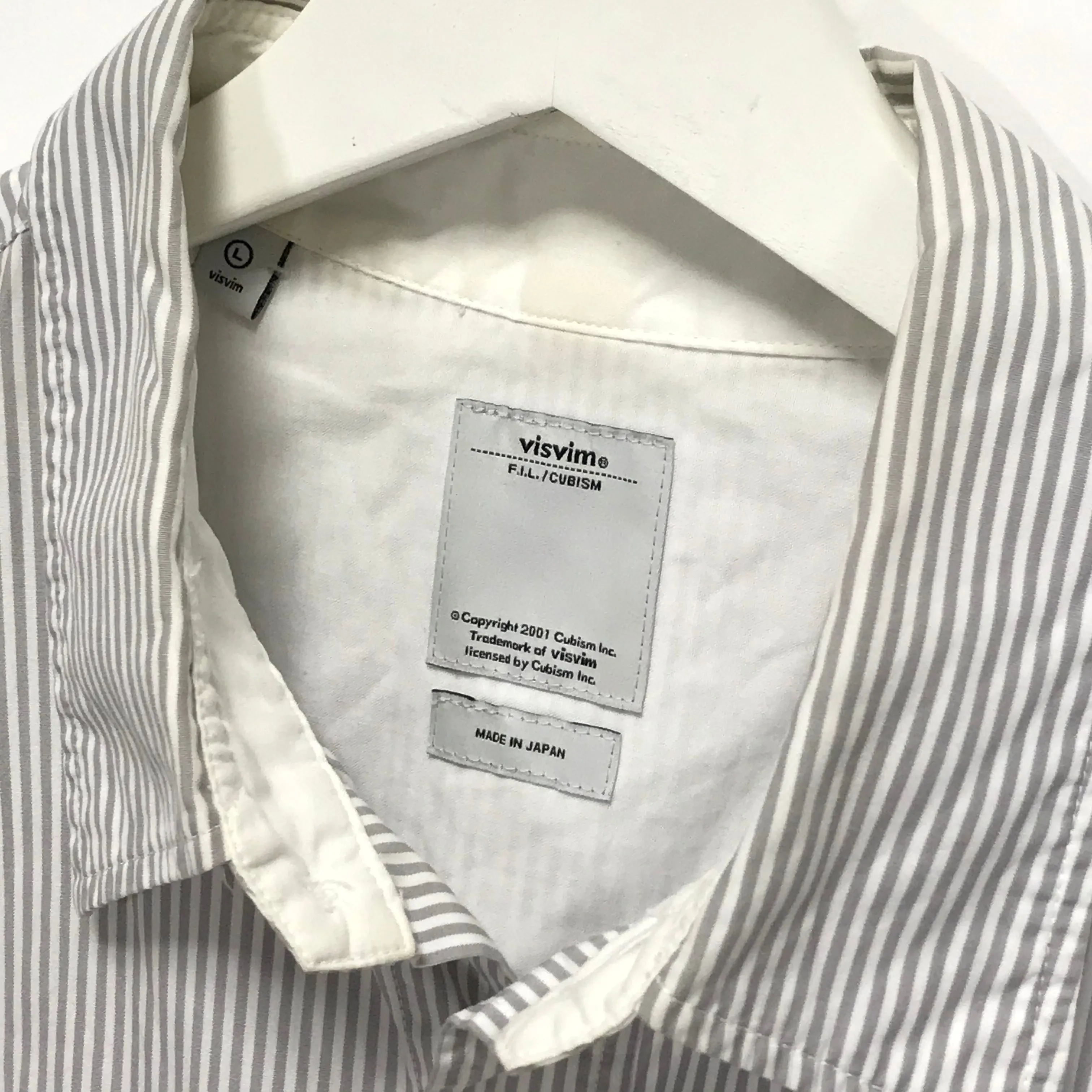 [L] Visvim Ahab L/S Shirt Stripe Grey