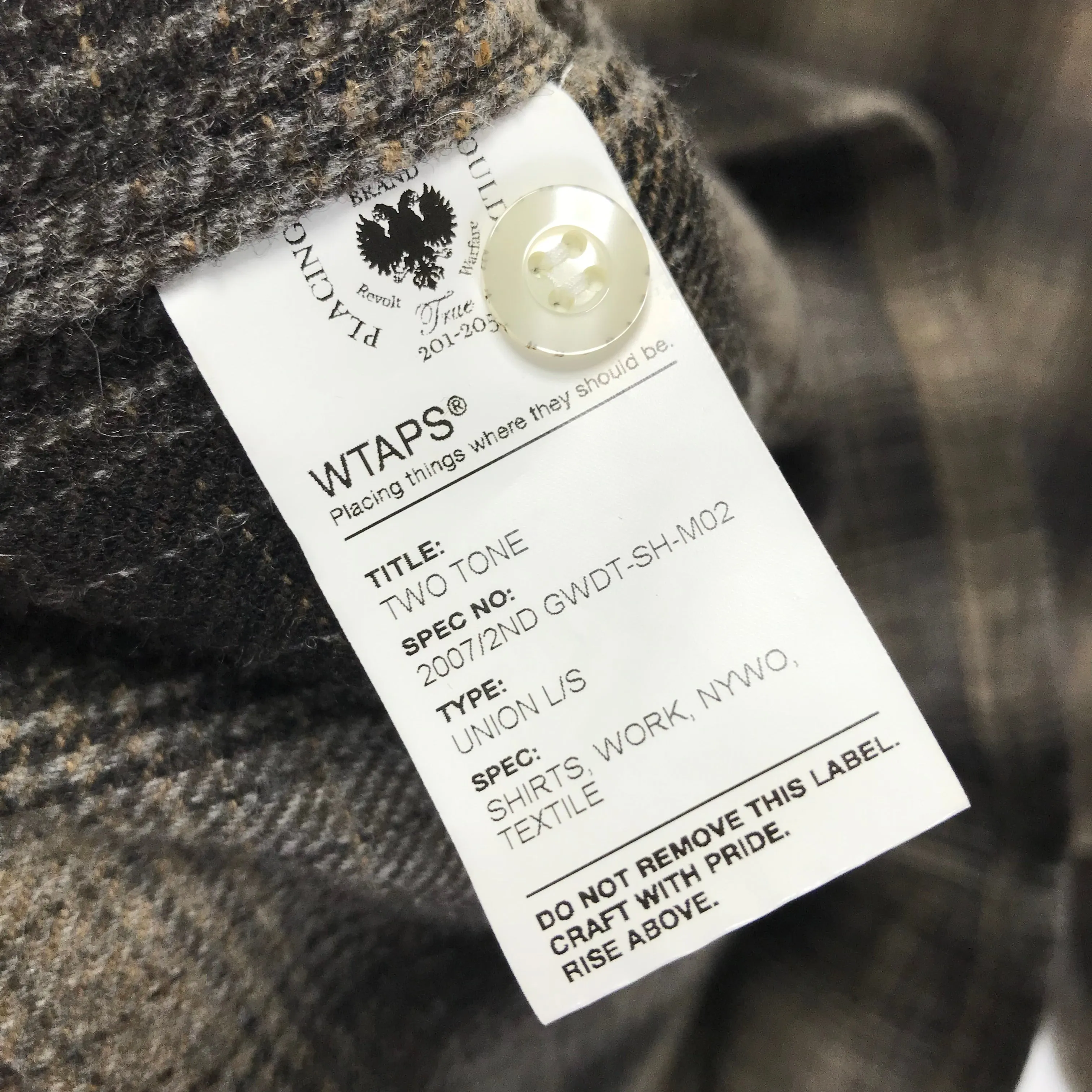 [L] WTaps 07AW Wool Flannel Union L/S Shirt Brown