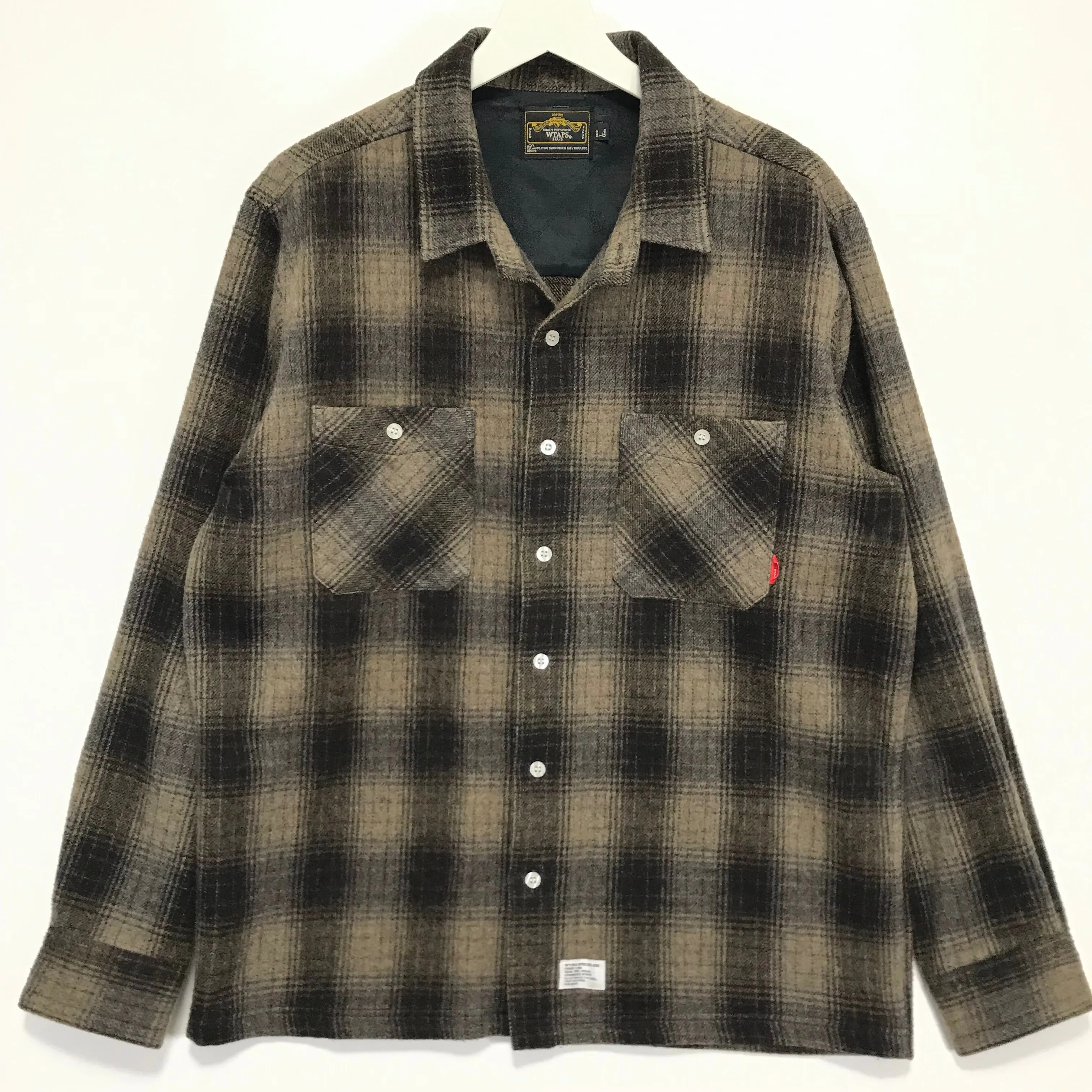 [L] WTaps 07AW Wool Flannel Union L/S Shirt Brown