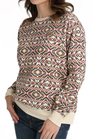 LADIES MULTI PRINT FRENCH TERRY SWEATSHIRT