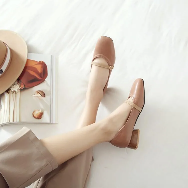 Ladies Shallow Toe Woman's Chunky Heels Pumps