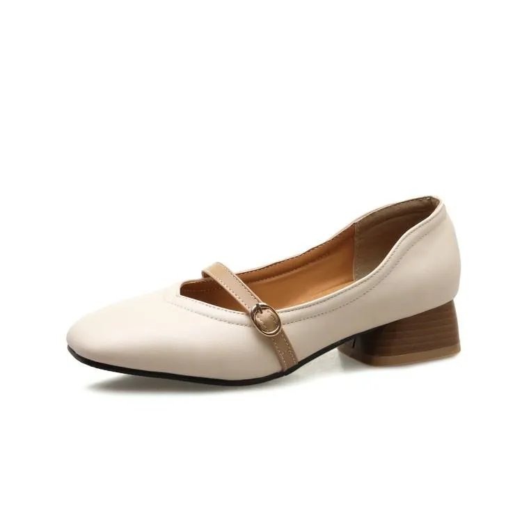 Ladies Shallow Toe Woman's Chunky Heels Pumps