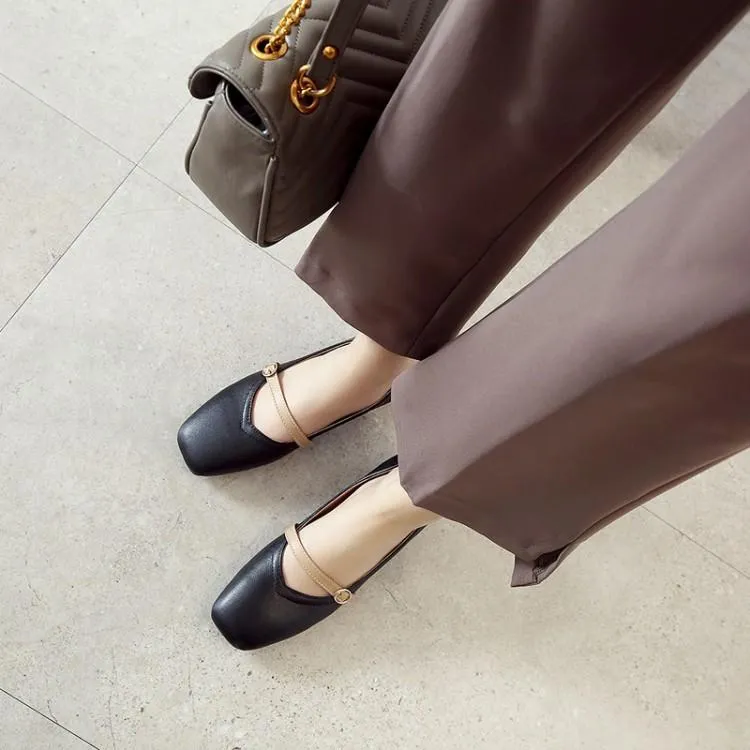 Ladies Shallow Toe Woman's Chunky Heels Pumps
