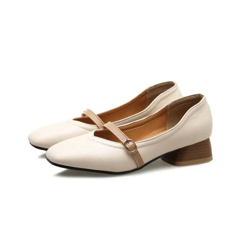 Ladies Shallow Toe Woman's Chunky Heels Pumps