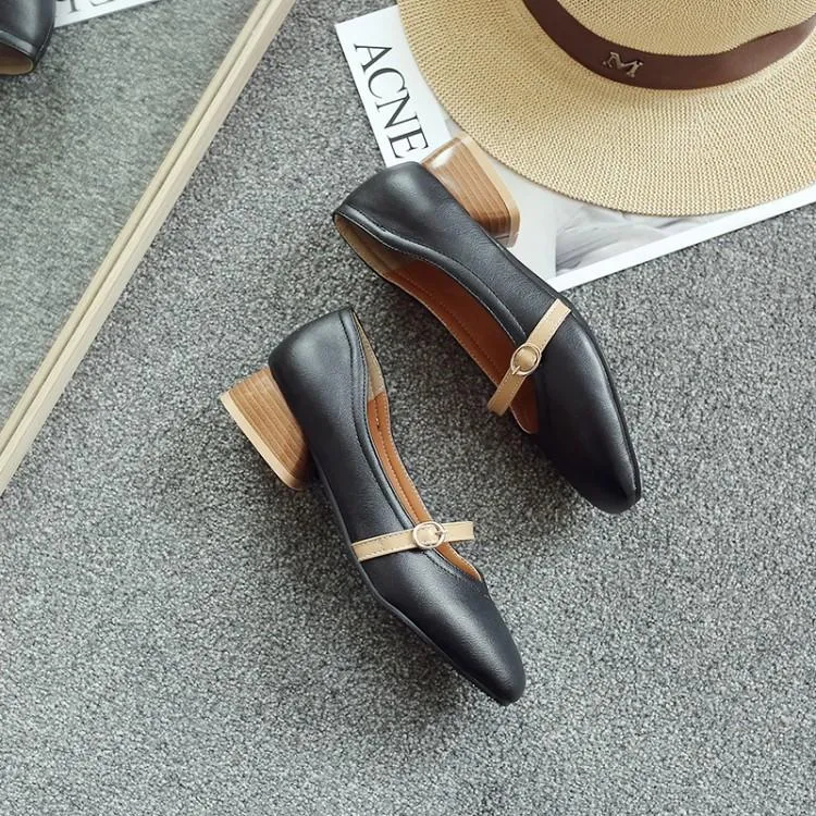 Ladies Shallow Toe Woman's Chunky Heels Pumps