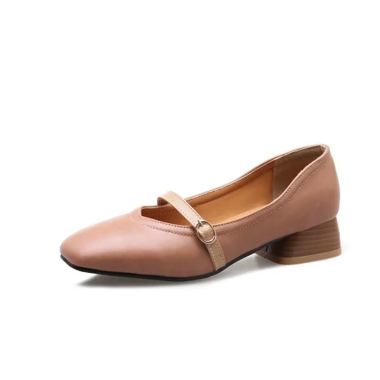 Ladies Shallow Toe Woman's Chunky Heels Pumps
