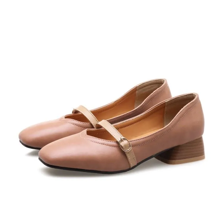 Ladies Shallow Toe Woman's Chunky Heels Pumps