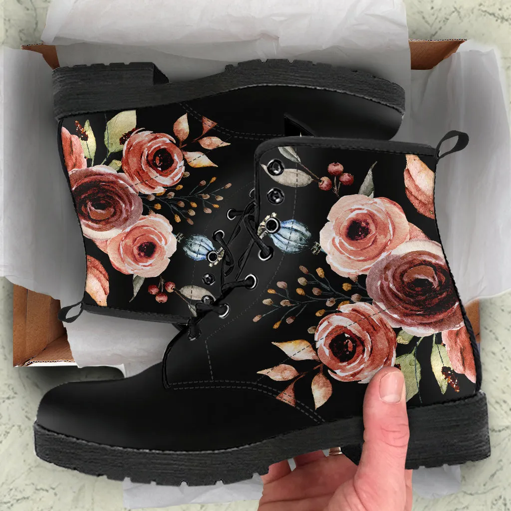 Larisa Rust Flowers Ankle Boots