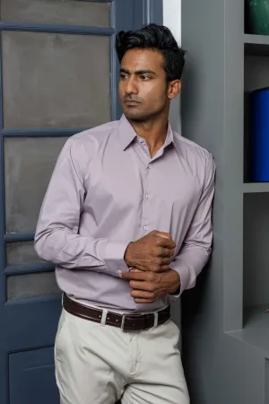 Lavender Long Sleeve Shirt with Contrast Piping