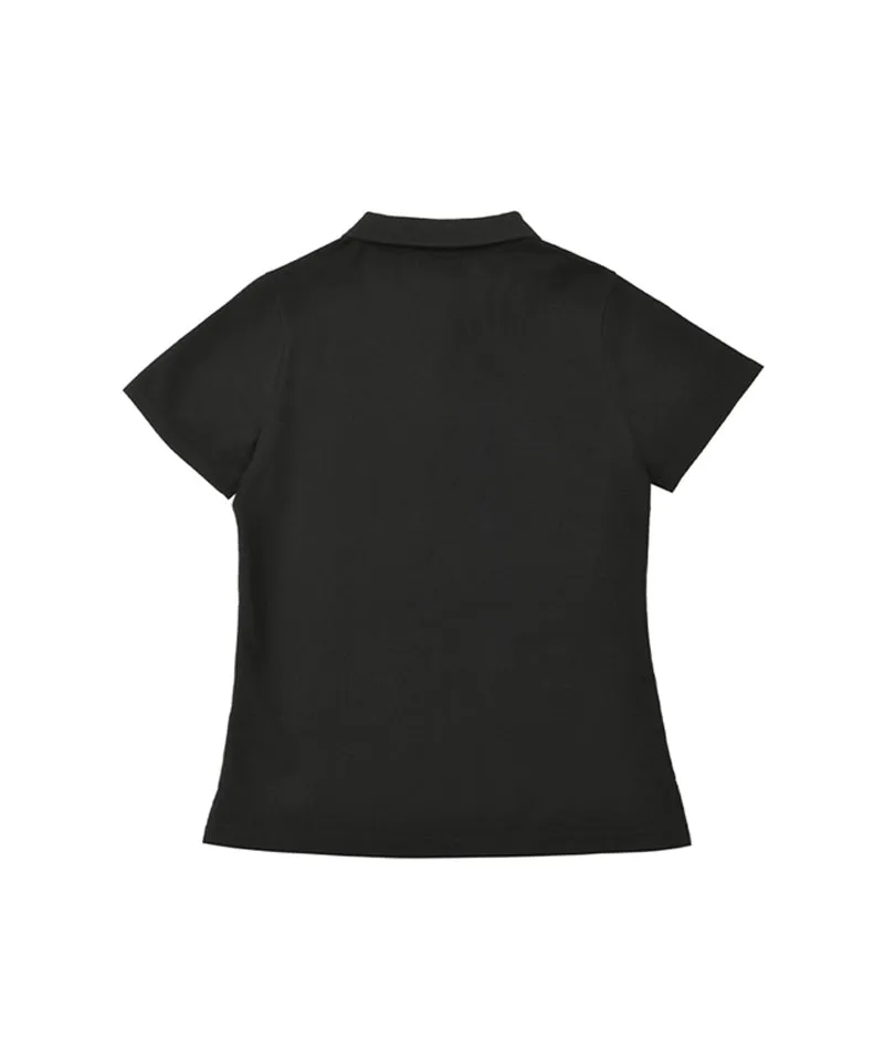LENUCU Chain Embroidery Pique T-Shirt - Black