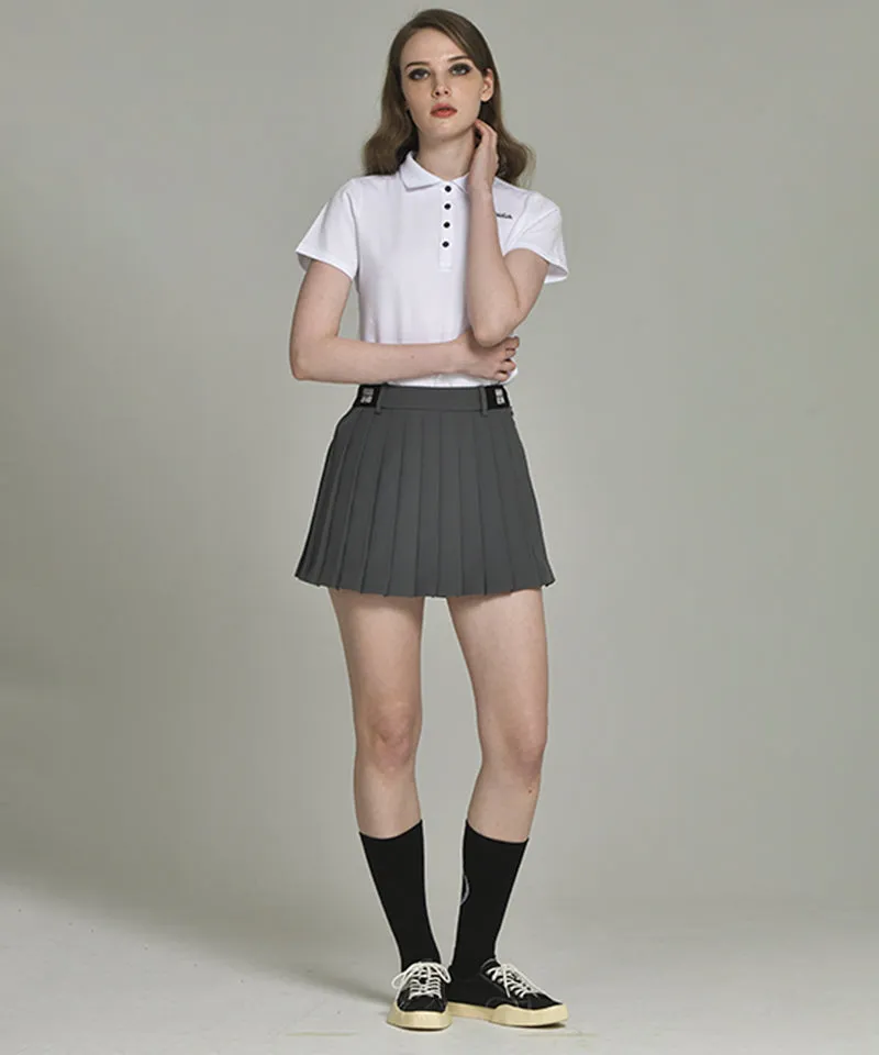 LENUCU Chain Embroidery Pique T-Shirt - White