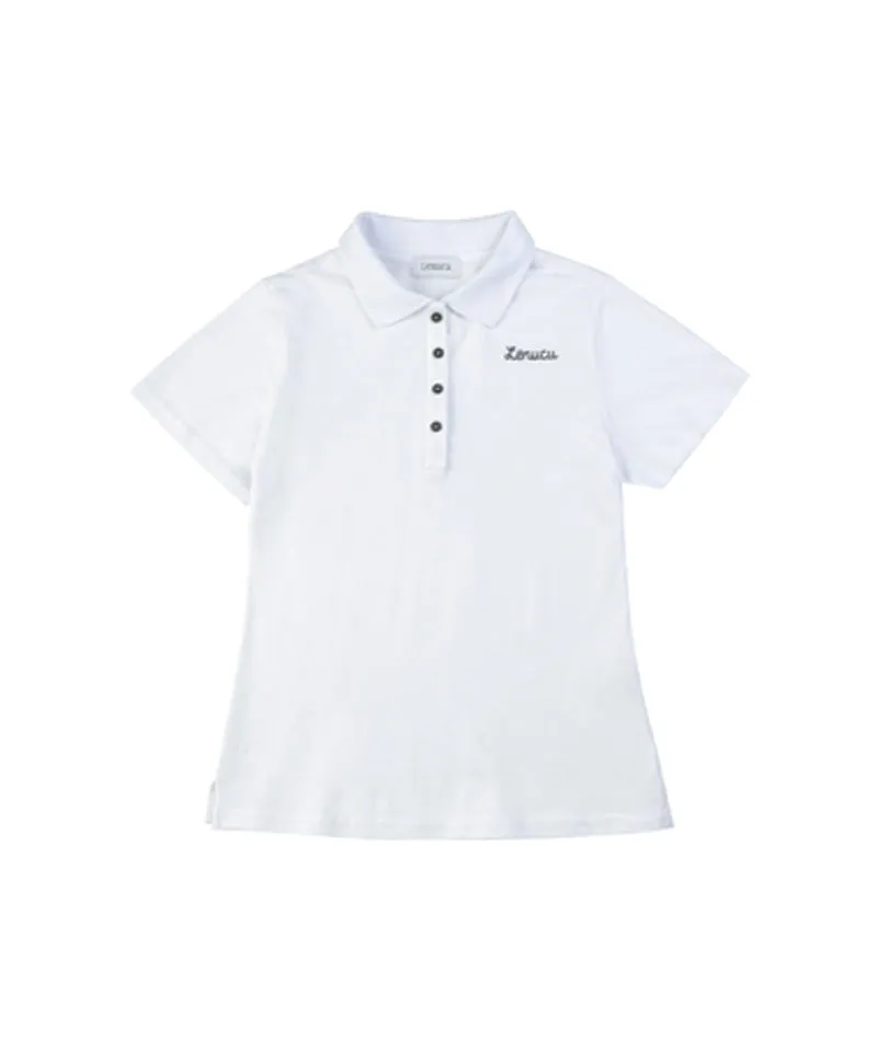 LENUCU Chain Embroidery Pique T-Shirt - White